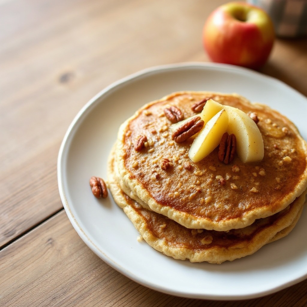 Nutty Oat Pancakes with Apple Topping