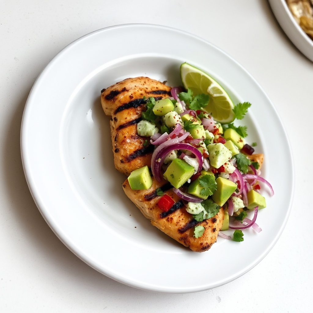 Gegrilltes Hähnchen mit cremiger Avocado-Salsa