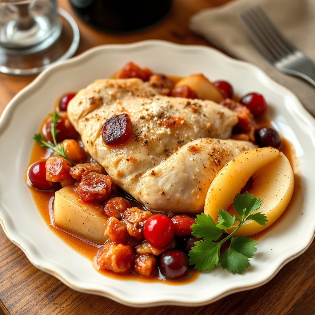 Pollo Salato con Salsa di Mele e Mirtilli Rossi