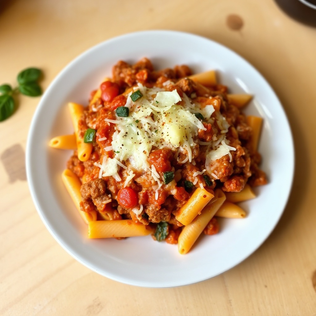 Penne al Forno con Carne di Manzo e Salsa di Pomodoro