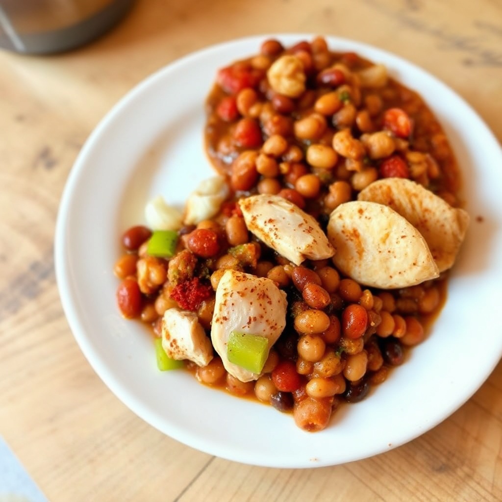 Herzhafter Hähnchen- und Bohnen-Chili