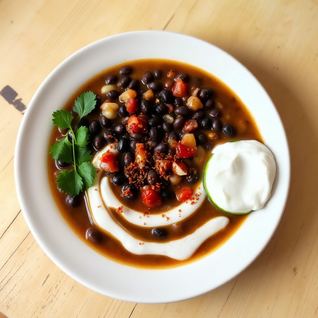 Gewürzte schwarze Bohnen- und Limettensuppe
