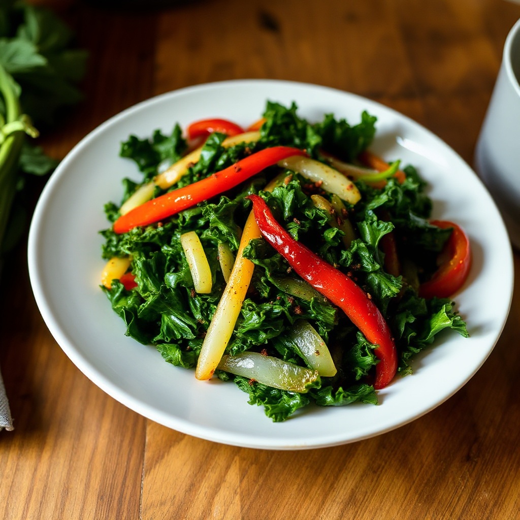 Garlic Sautéed Kale with Sweet Peppers