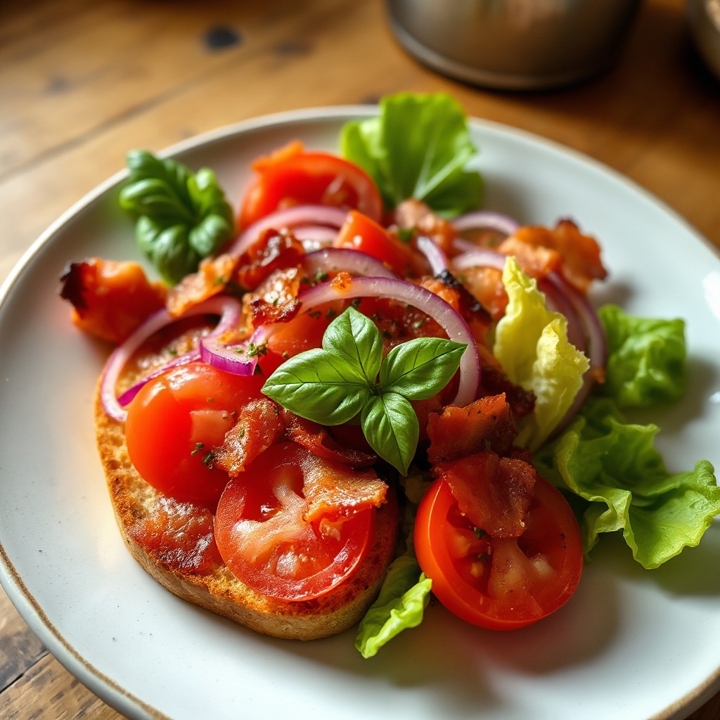 Insalata di Pane Croccante con Bacon e Erbe Fresche
