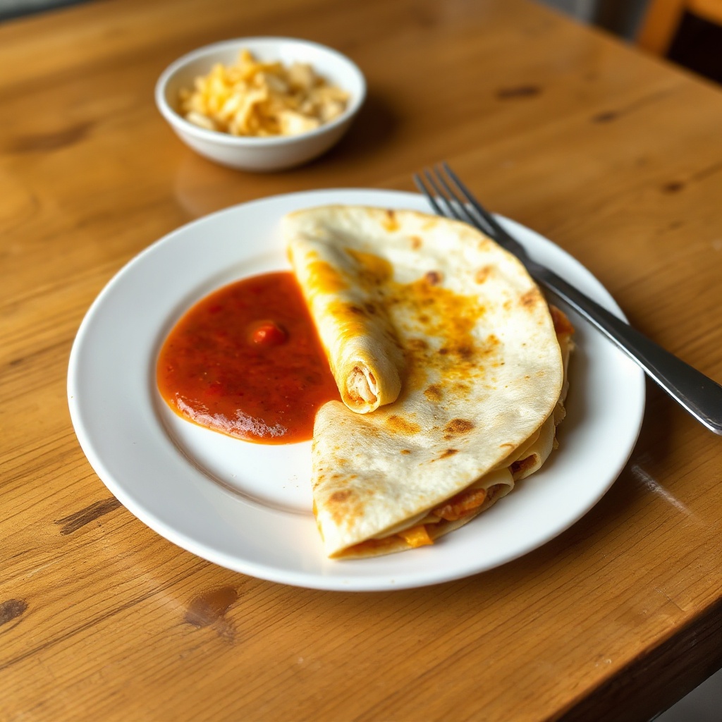 Cheesy Chicken Quesadillas with Spicy Sauce