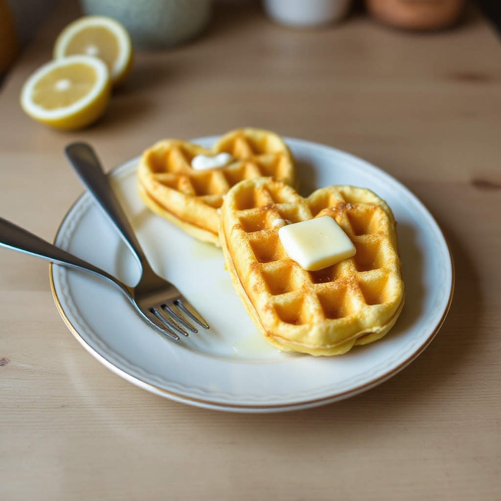 Zesty Lemon Heart Waffles