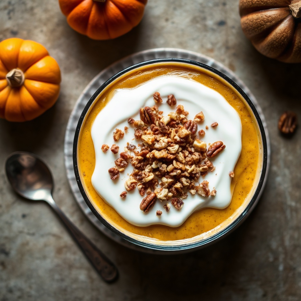 Pumpkin Pudding with Crunchy Nut Topping