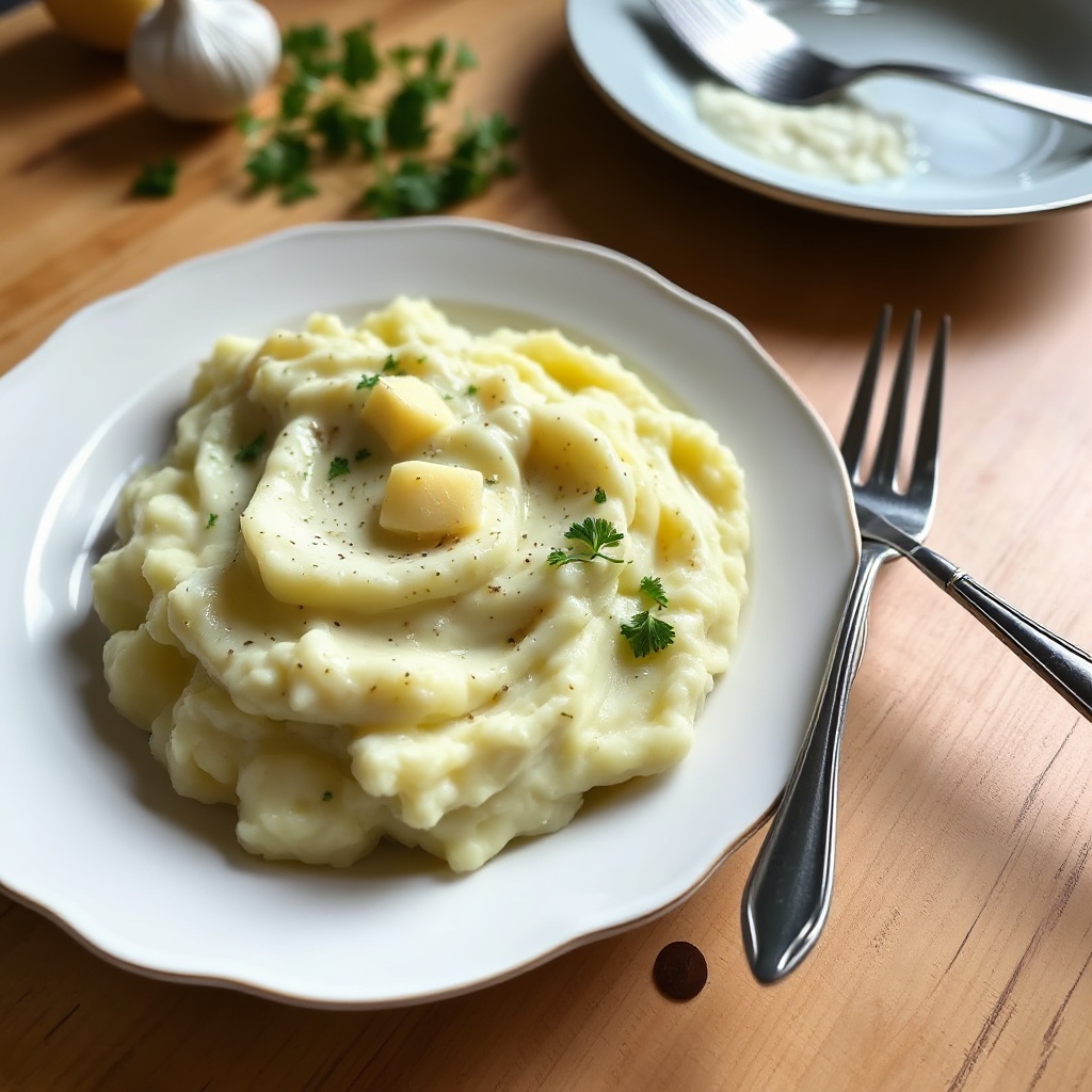 Cremige Knoblauch- und Kräuterstampfkartoffeln