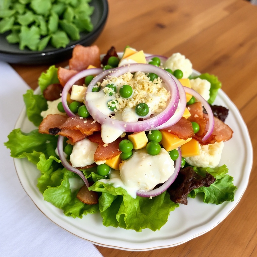 Layered Garden Salad with Creamy Dressing
