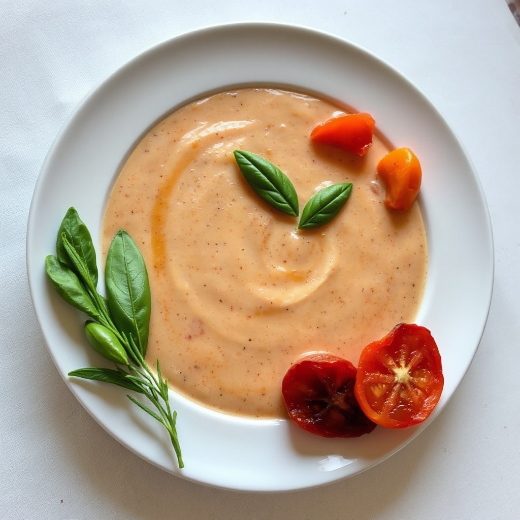 Sonnengetrocknete Tomaten und Basilikum-Cremesuppe