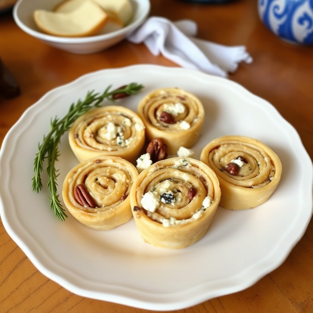 Herzhafte Käse- und Nuss-Pinwheels