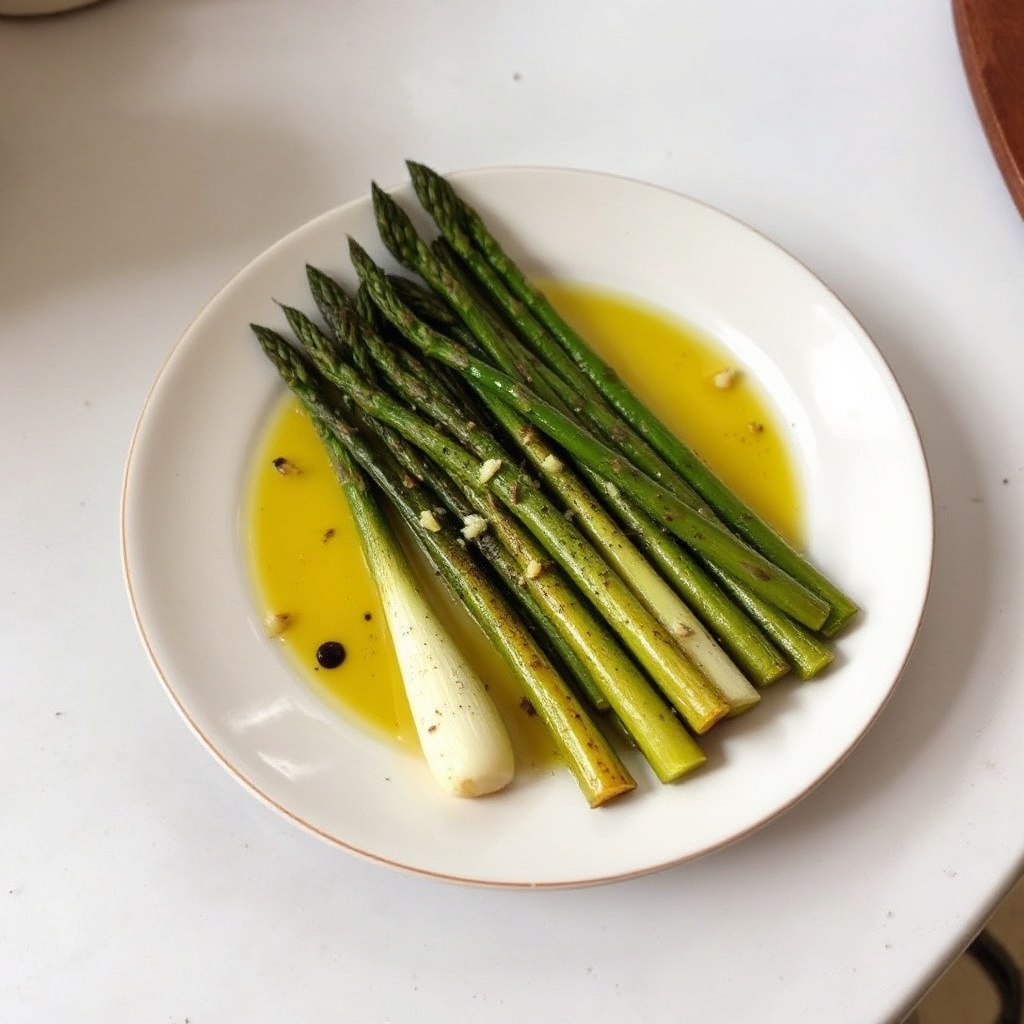 Asparagi e Porri Arrosto all'Aglio