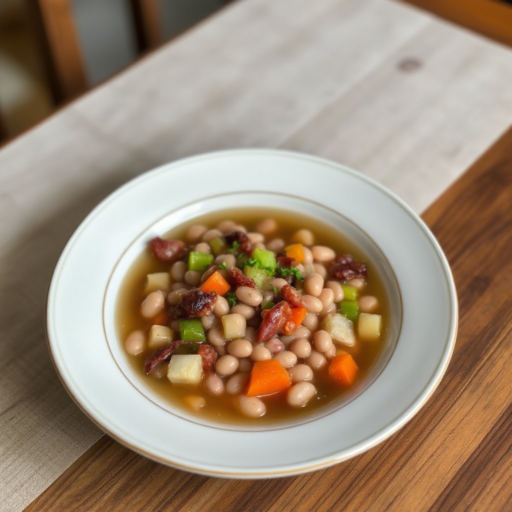 Herzhafter Bohnen- und Räucherspeck-Suppe