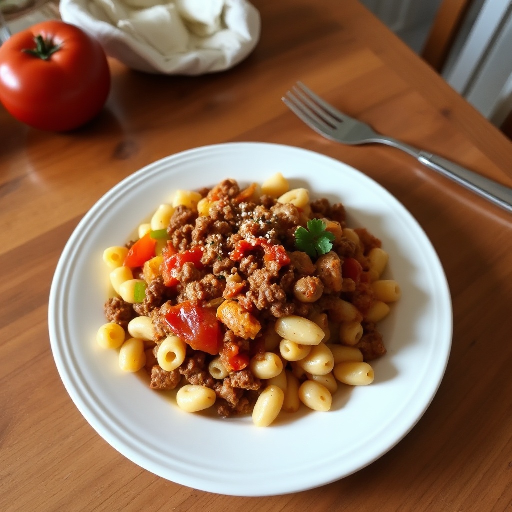 Herzhafter Rindfleisch- und Tomaten-Pasta-Eintopf