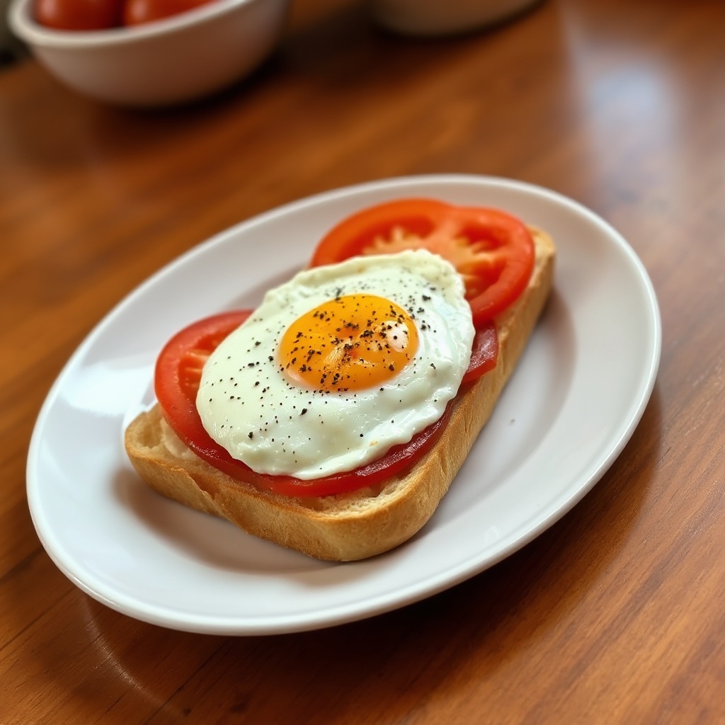Herzhafter Baguette-Genuss mit Ei und Tomate