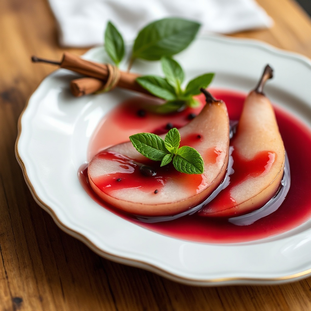 Spiced Red Wine Poached Pears
