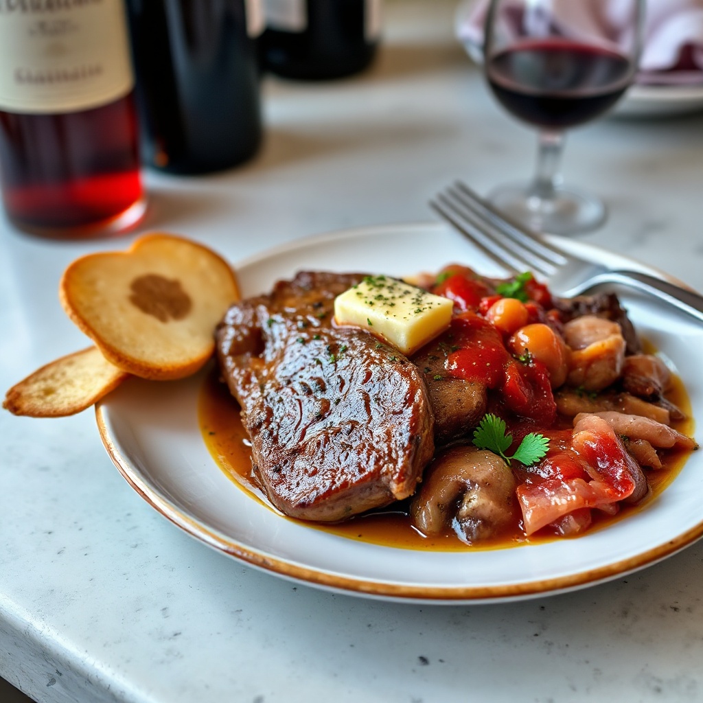 Portuguese-Style Steak with Prosciutto Sauce