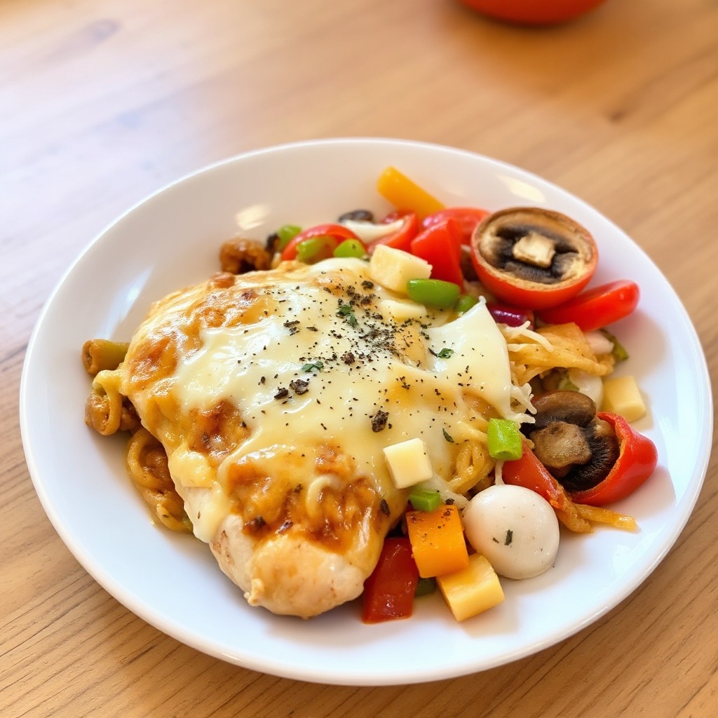 Pollo Ricoperto di Formaggio con Verdure