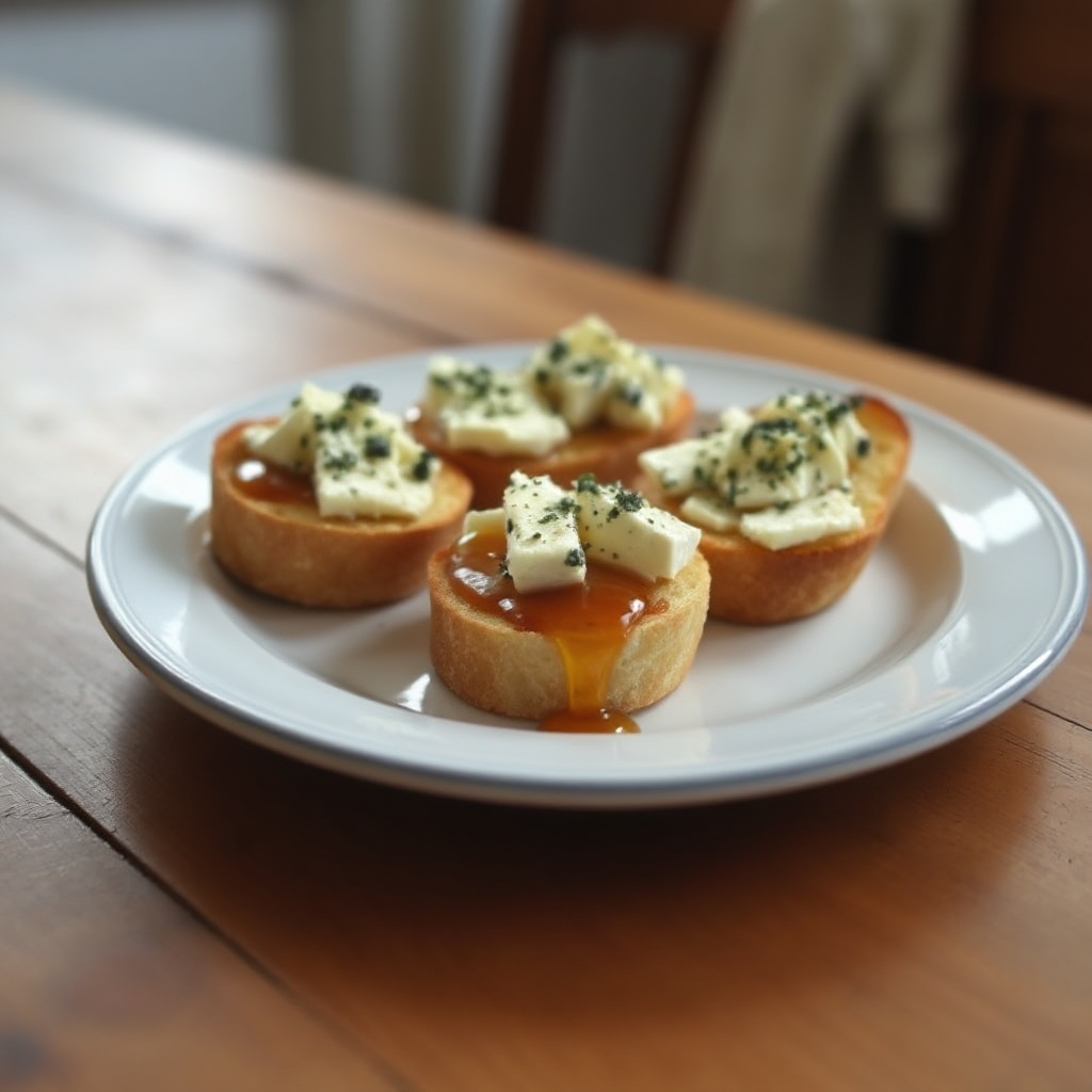 Herzhafte Honig-Blauschimmelkäse-Crostini
