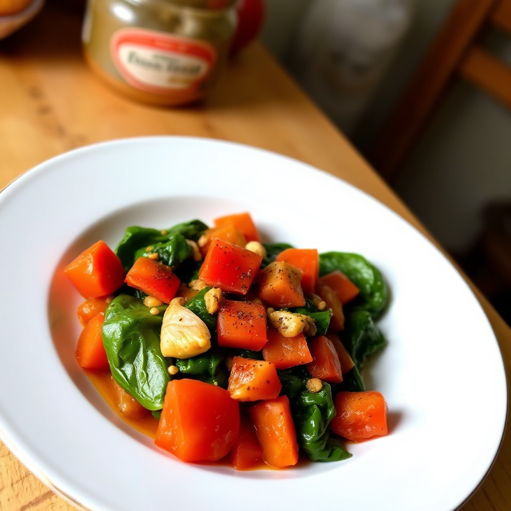 Herzhafter Erdnussbutter-Tomaten-Spinat-Genuss