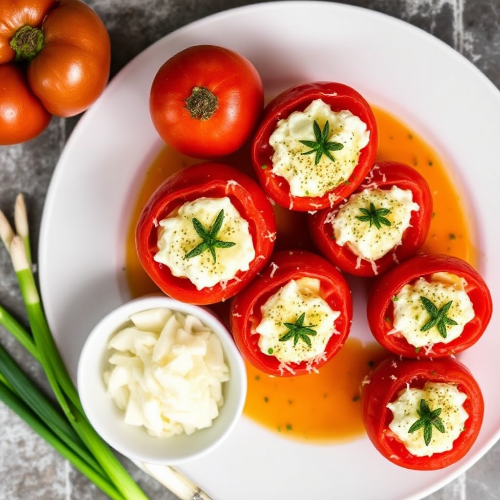 Baked Stuffed Tomatoes with Cheese