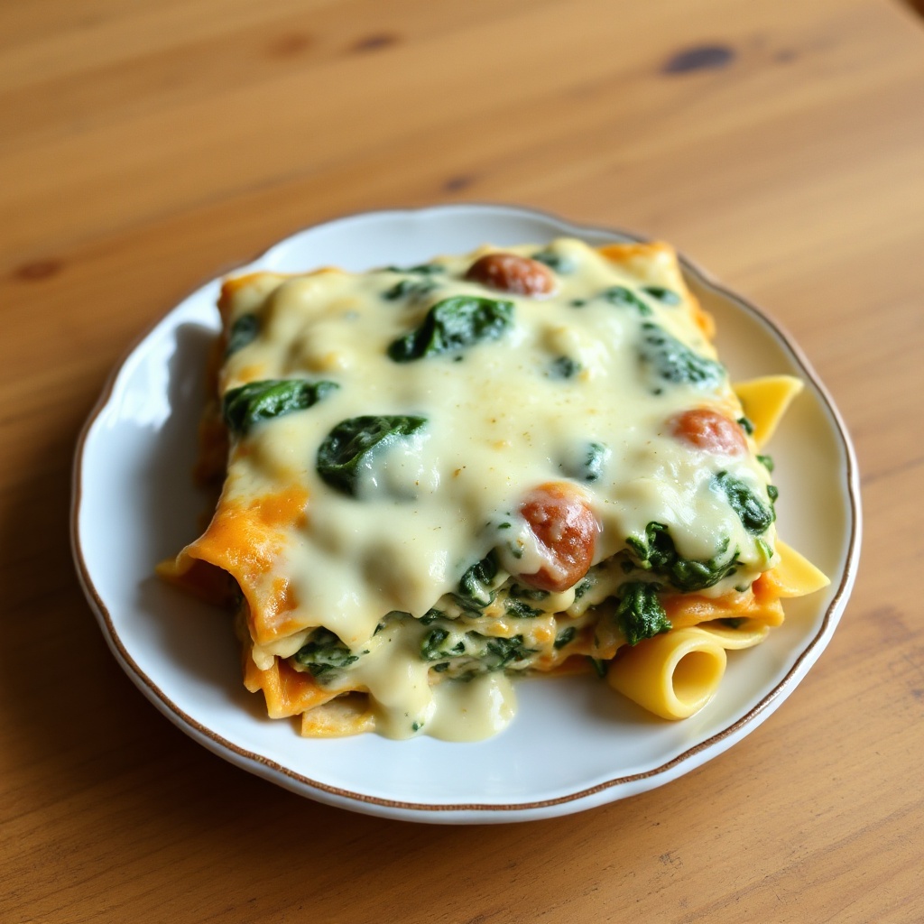 Lasagna Cremosa con Spinaci e Salsiccia