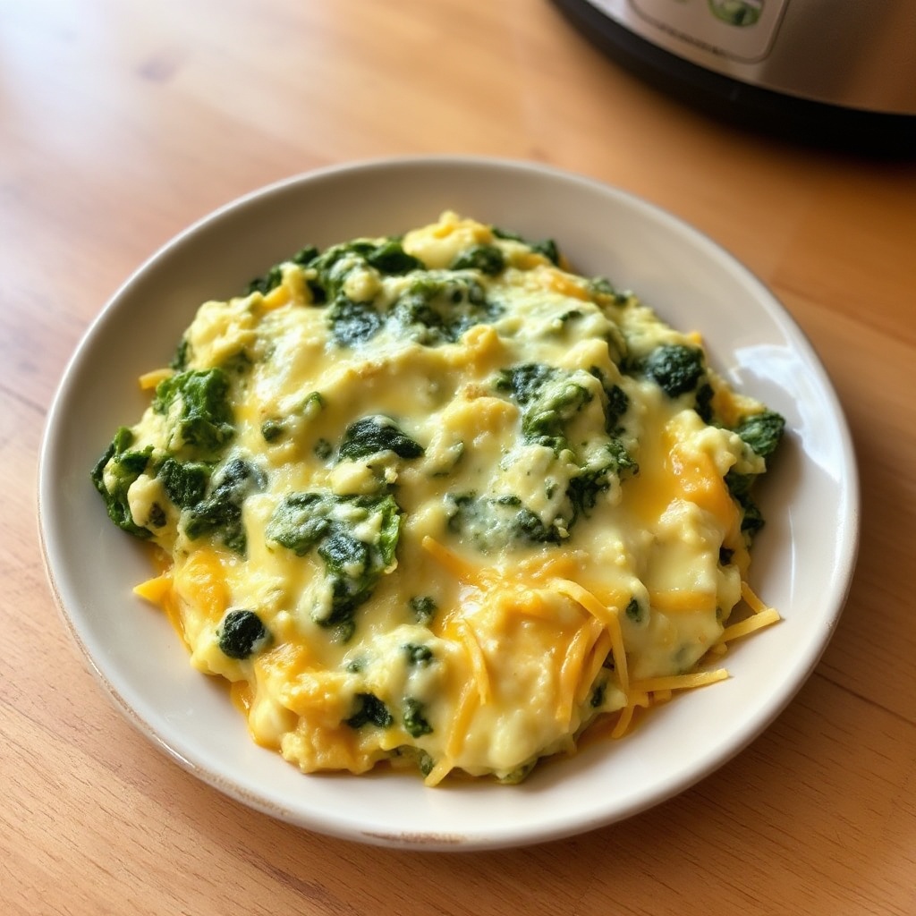 Langsame Kochkäse-Spinat-Auflauf