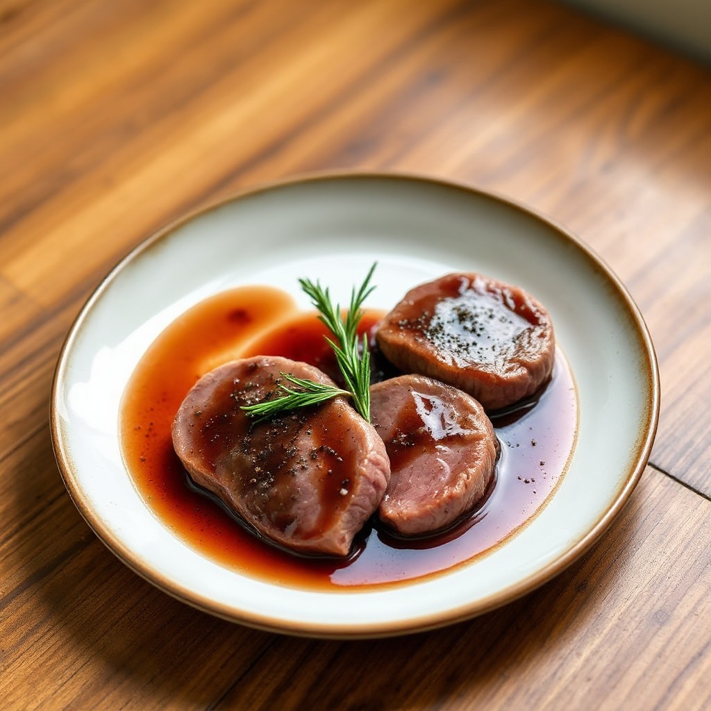 Beef Medallions with Red Wine Herb Sauce
