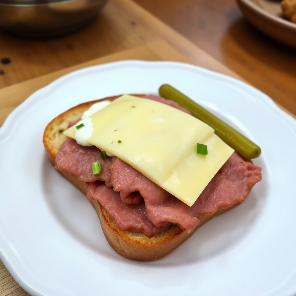 Herzhafter Käse- und Roastbeef-Sandwich