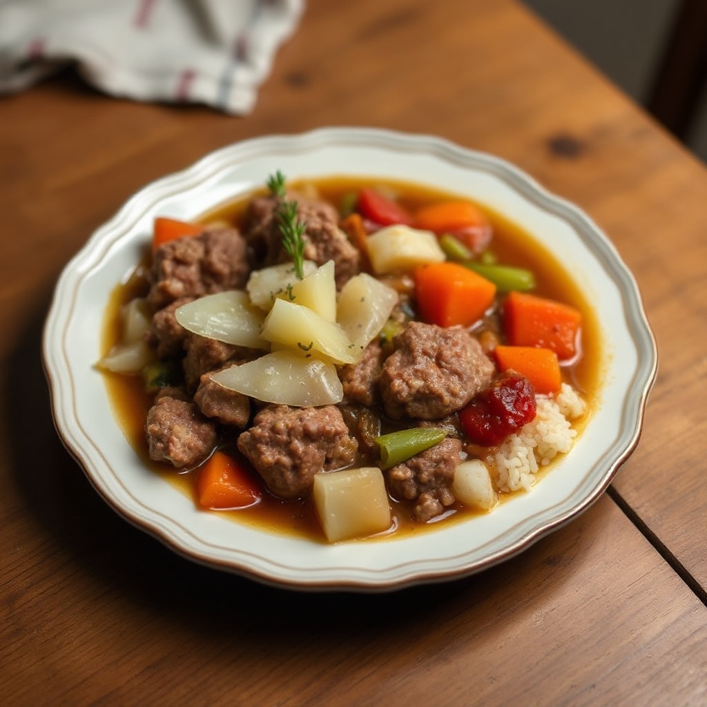 Zuppa Sostanziosa di Cavolo e Manzo