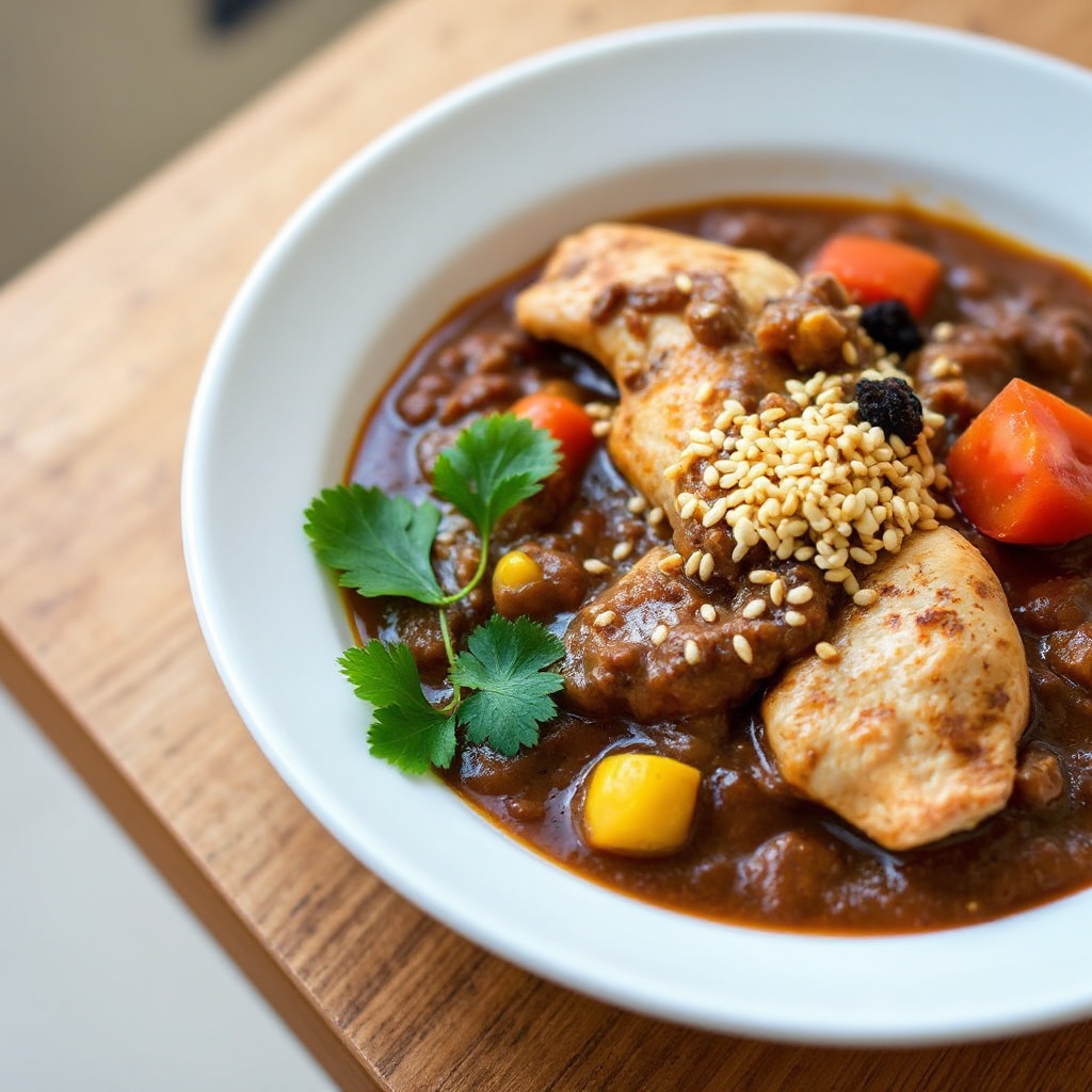 Pollo Mole Migliorato con Guarnizione di Sesamo Tostato