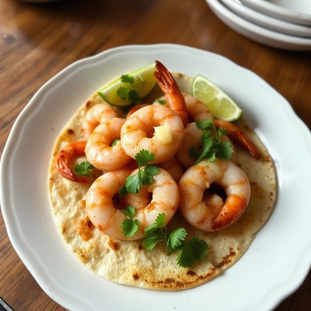 Gamberetti all'Aglio e Lime con Tortillas Calde