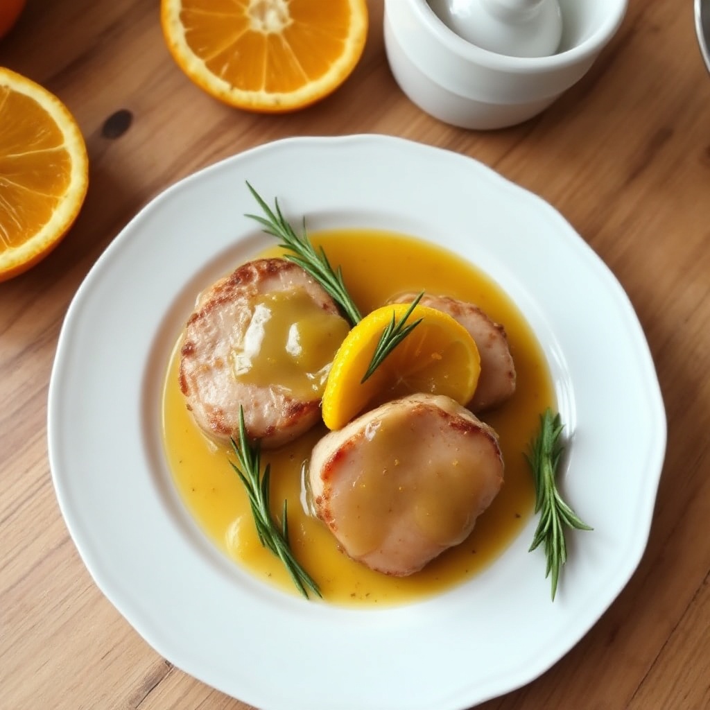 Glazed Pork Medallions with Citrus Rosemary Sauce