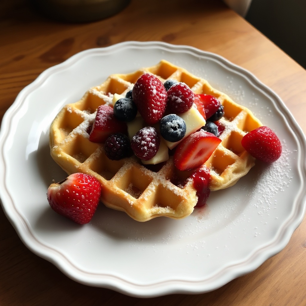 Goldene Vanillewaffeln mit Beerenbelag