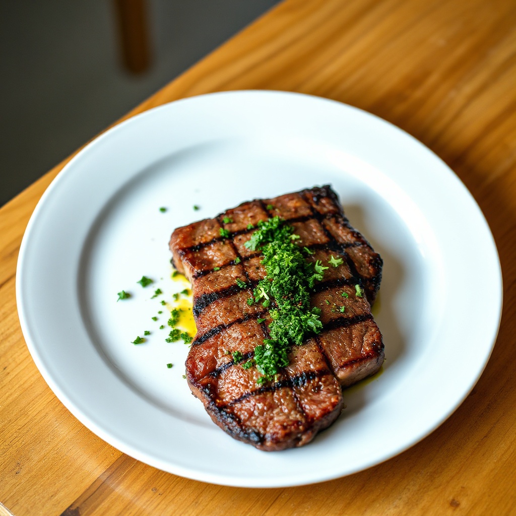 Gegrilltes Flanksteak mit Kräuter-Chimichurri