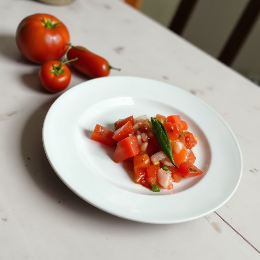 Würziger Tomaten- und Chili-Salat