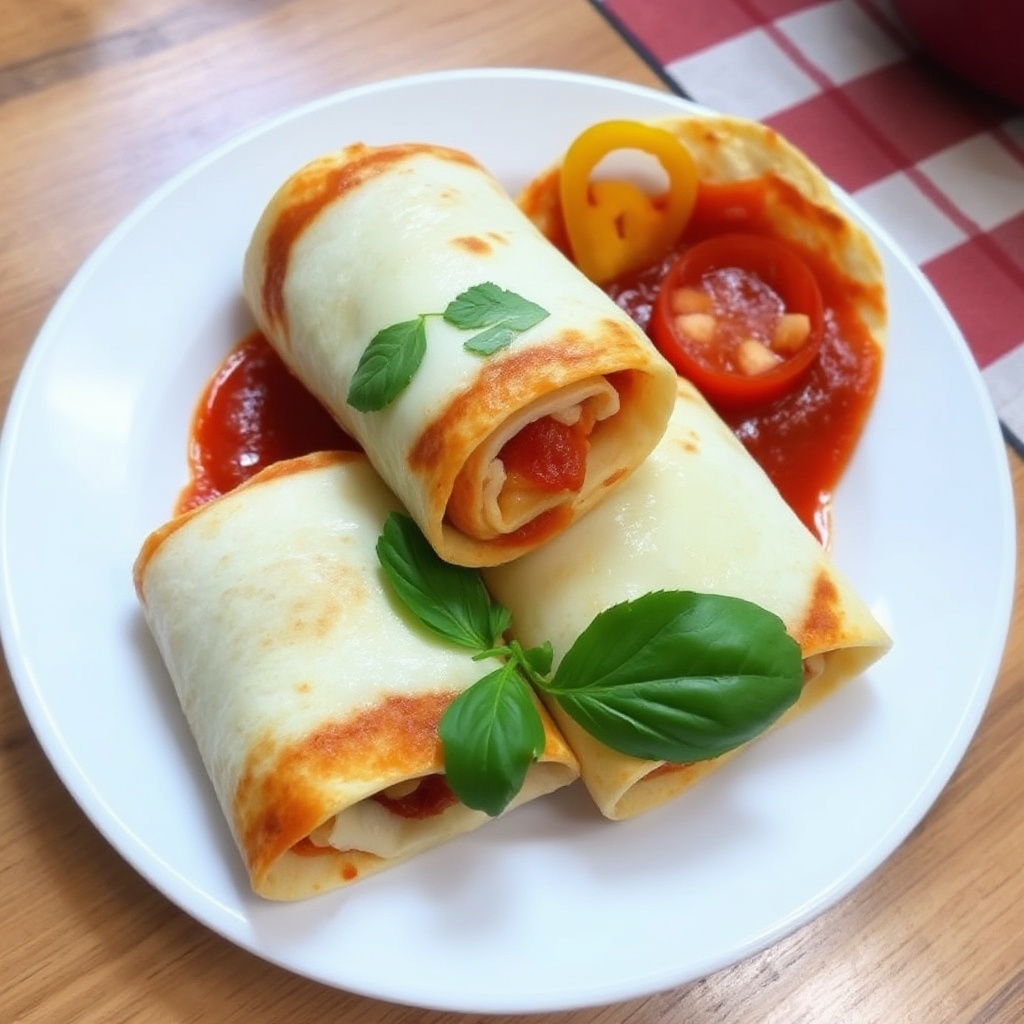 Rotoli di Pizza con Formaggio e Tortilla
