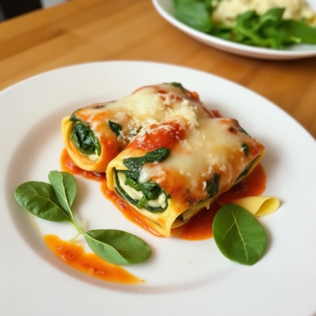 Involtini di Lasagna con Spinaci e Formaggio