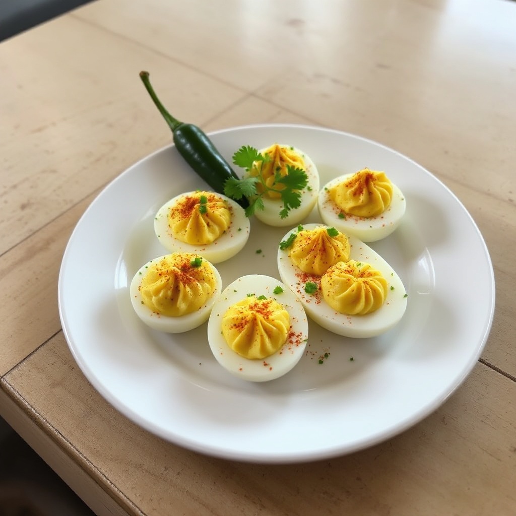 Spicy Deviled Eggs with Serrano Kick