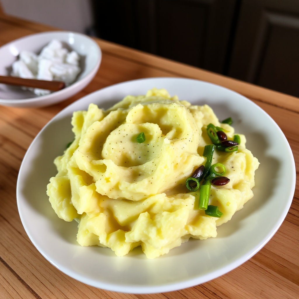 Purè di Patate Cremoso al Wasabi con Cipollotti Saltati