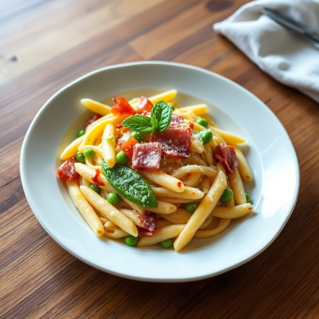 Pasta Cremosa al Limone con Prosciutto Croccante