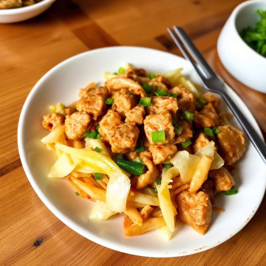 Herzhafter Puten-Wok mit Kohl und Limetten-Sauce