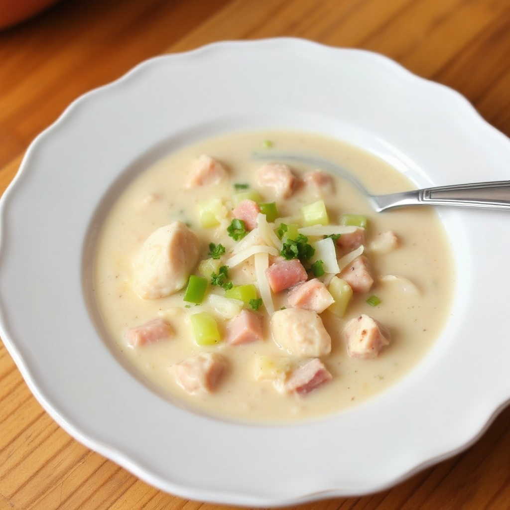 Zuppa Cremosa di Pollo e Prosciutto