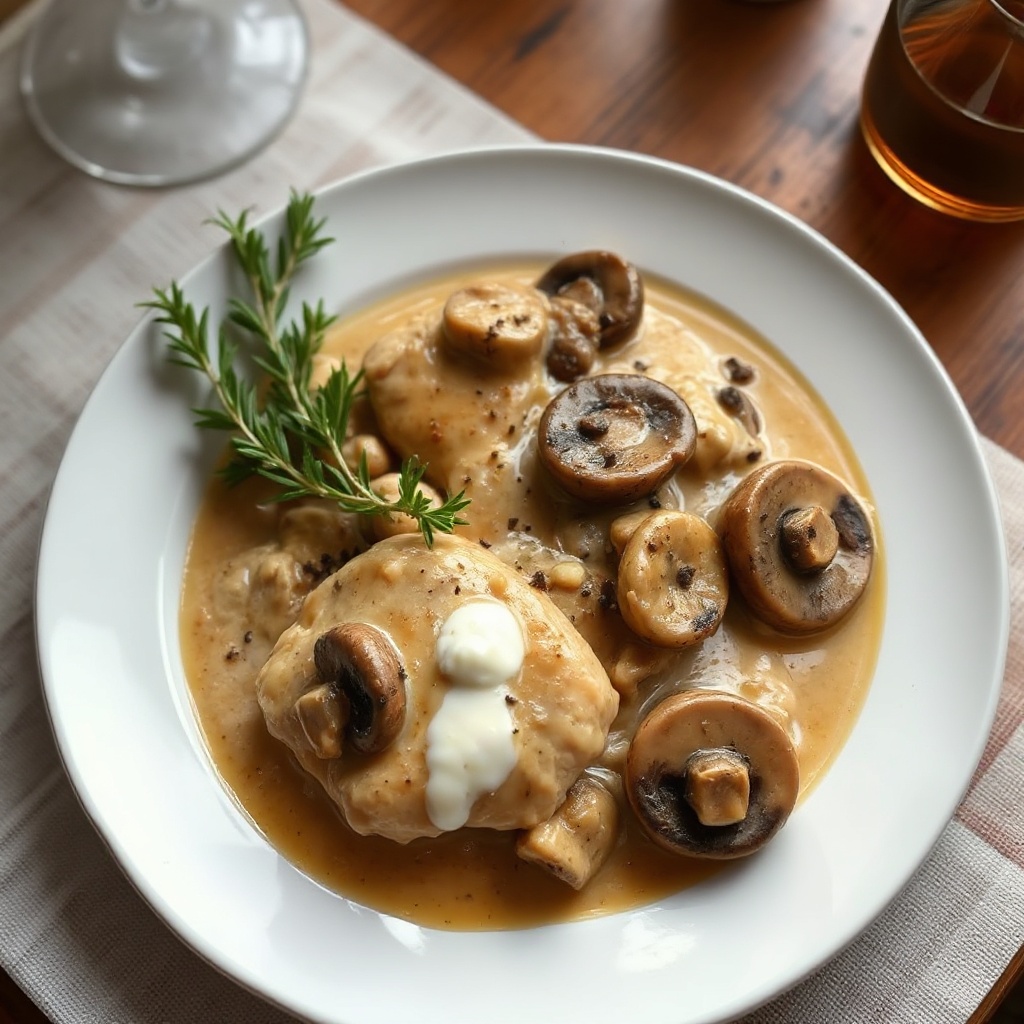 Creamy Chicken with Mushroom and Wine Sauce