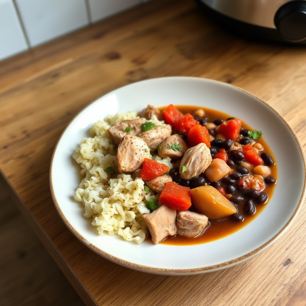 Gewürzter Truthahn- und Bohnen-Schmortopf aus dem Slow Cooker