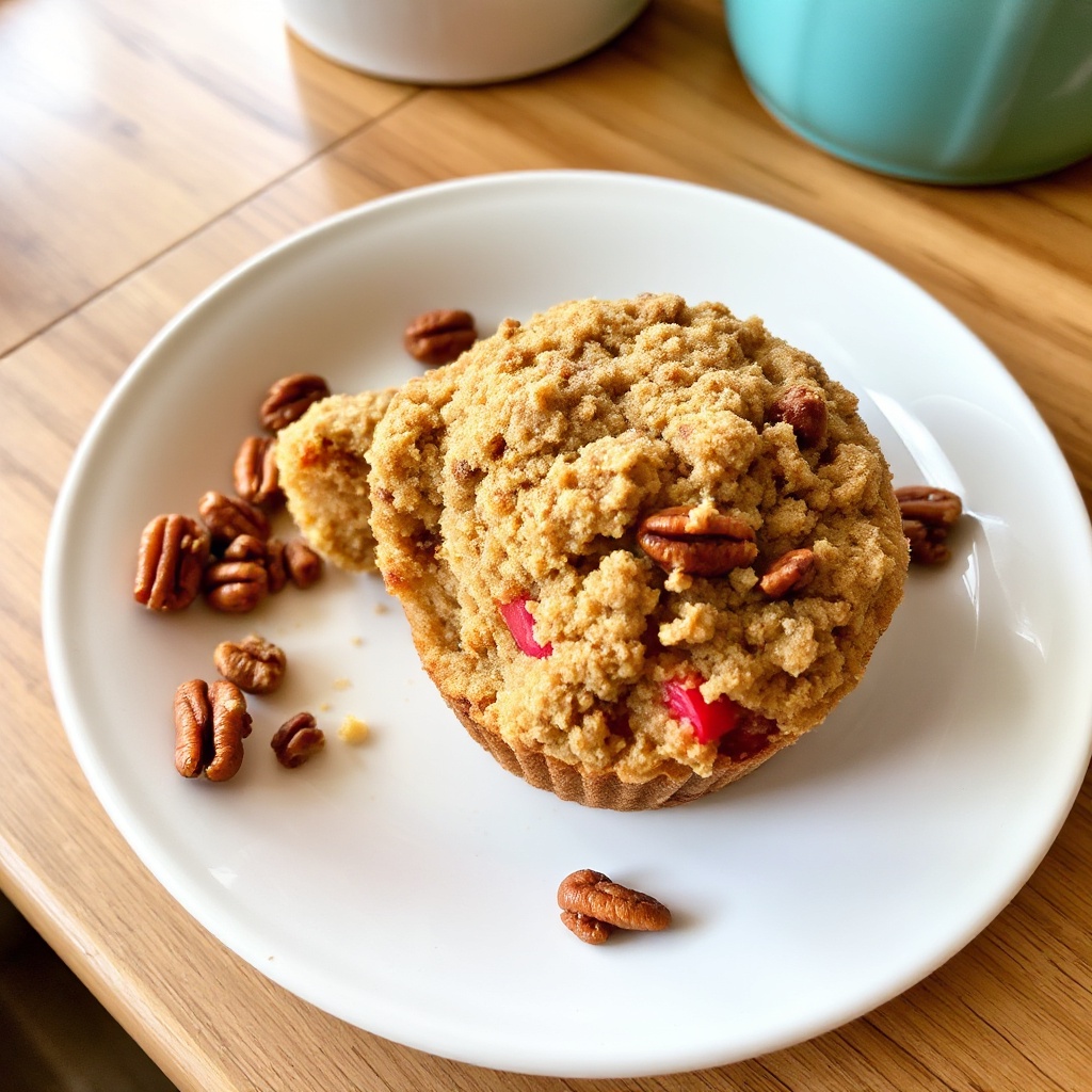 Muffin Crumble con Rabarbaro e Noci Pecan