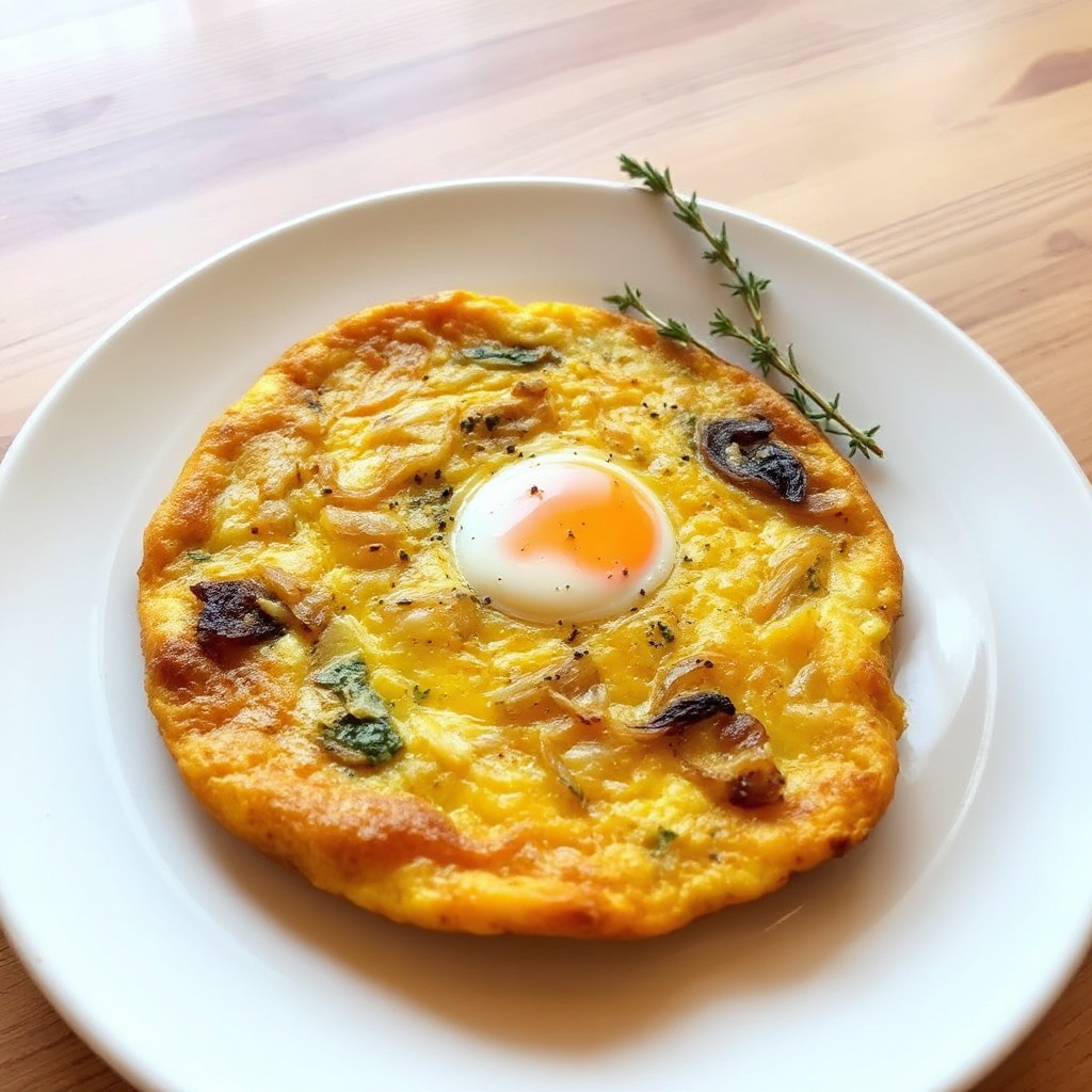 Goldene karamellisierte Zwiebel- und Kräuterfrittata