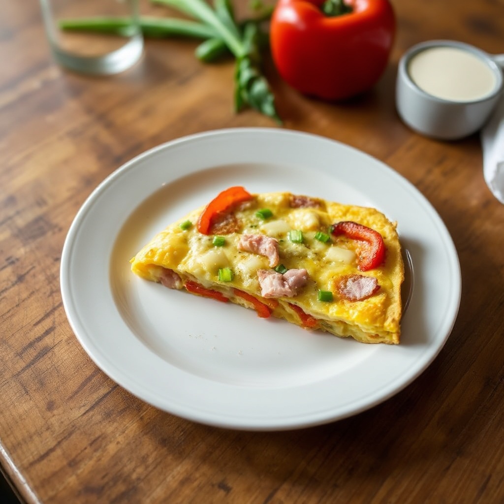 Schinken-Käse-Frittata mit gerösteten Paprika