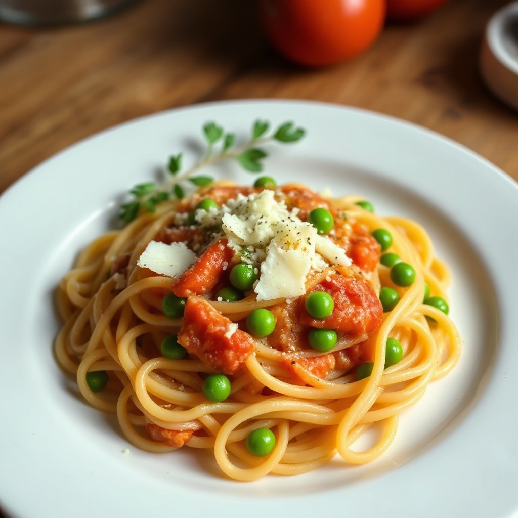 Creamy Tomato and Pea Linguine