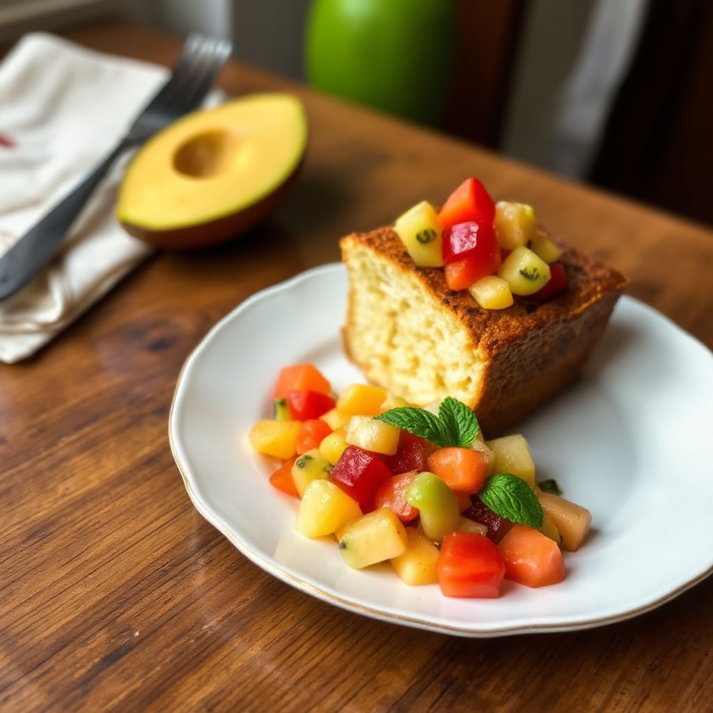 Gegrillter Pound Cake mit tropischer Fruchtsalsa